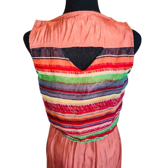 Anthropologie Blu Pepper Dress M Tie Up Multi Color Hi Low Hem Aztec Santa Fe - Picture 10 of 11